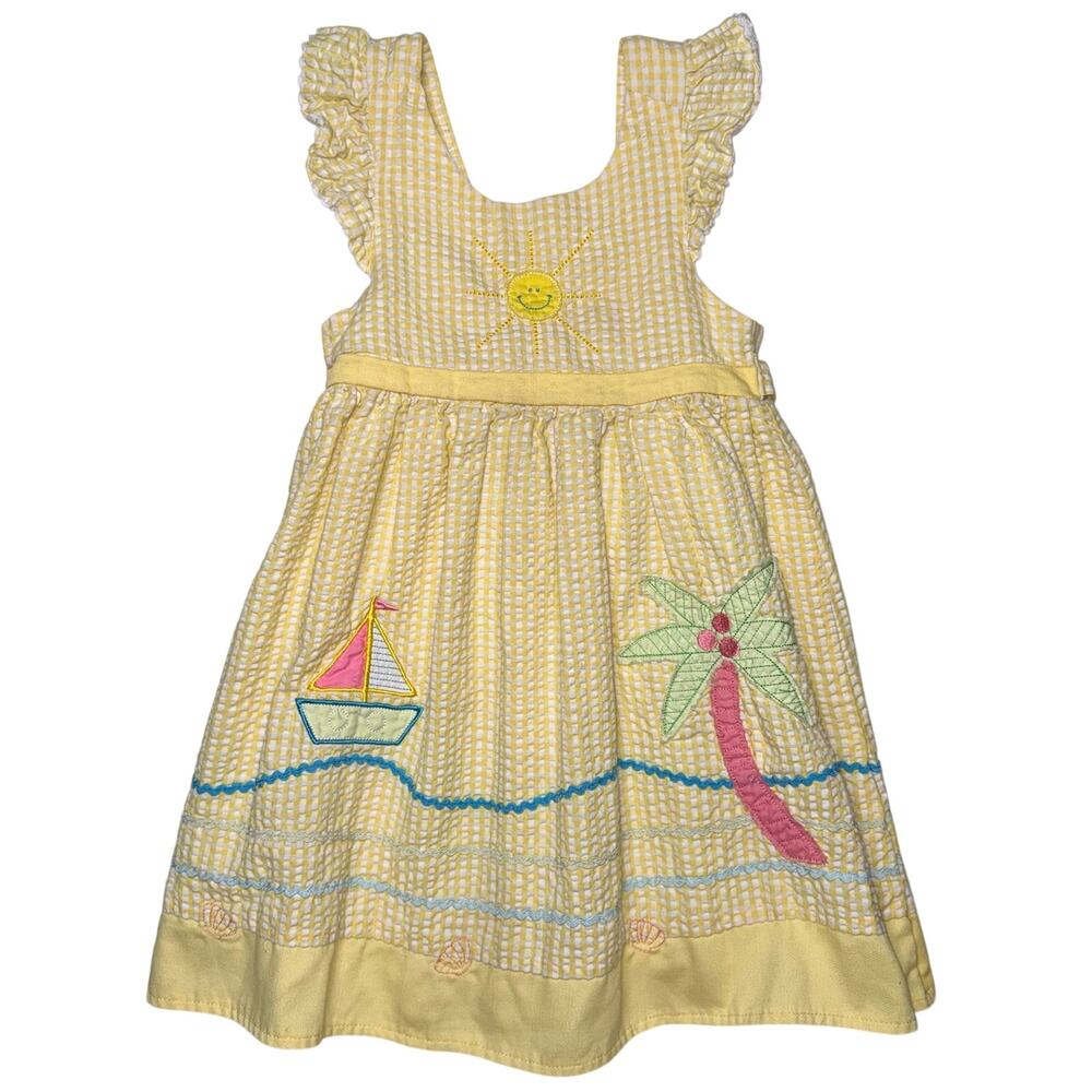 B.T. Kids Dress 3T yellow beach gingham vintage y2k